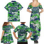 Canberra Raiders Rugby Family Matching Summer Maxi Dress and Hawaiian Shirt Graffiti Typography Urban Camo Abstract Street Style
