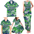 Canberra Raiders Rugby Family Matching Tank Maxi Dress and Hawaiian Shirt Graffiti Typography Urban Camo Abstract Street Style