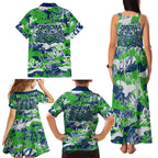 Canberra Raiders Rugby Family Matching Tank Maxi Dress and Hawaiian Shirt Graffiti Typography Urban Camo Abstract Street Style