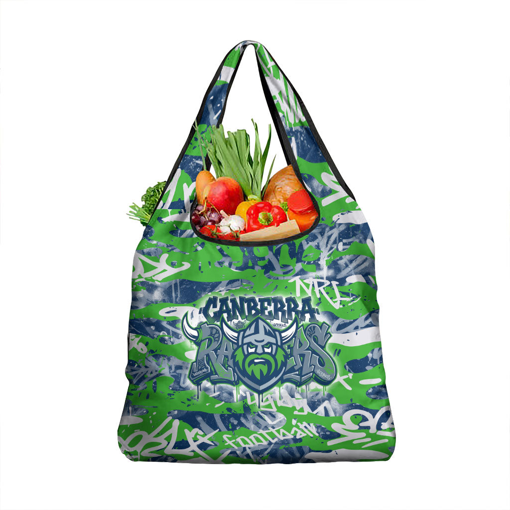 Canberra Raiders Rugby Grocery Bag Graffiti Typography Urban Camo Abstract Street Style
