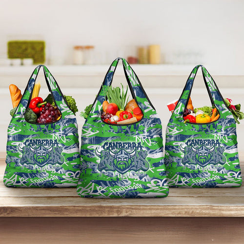 Canberra Raiders Rugby Grocery Bag Graffiti Typography Urban Camo Abstract Street Style