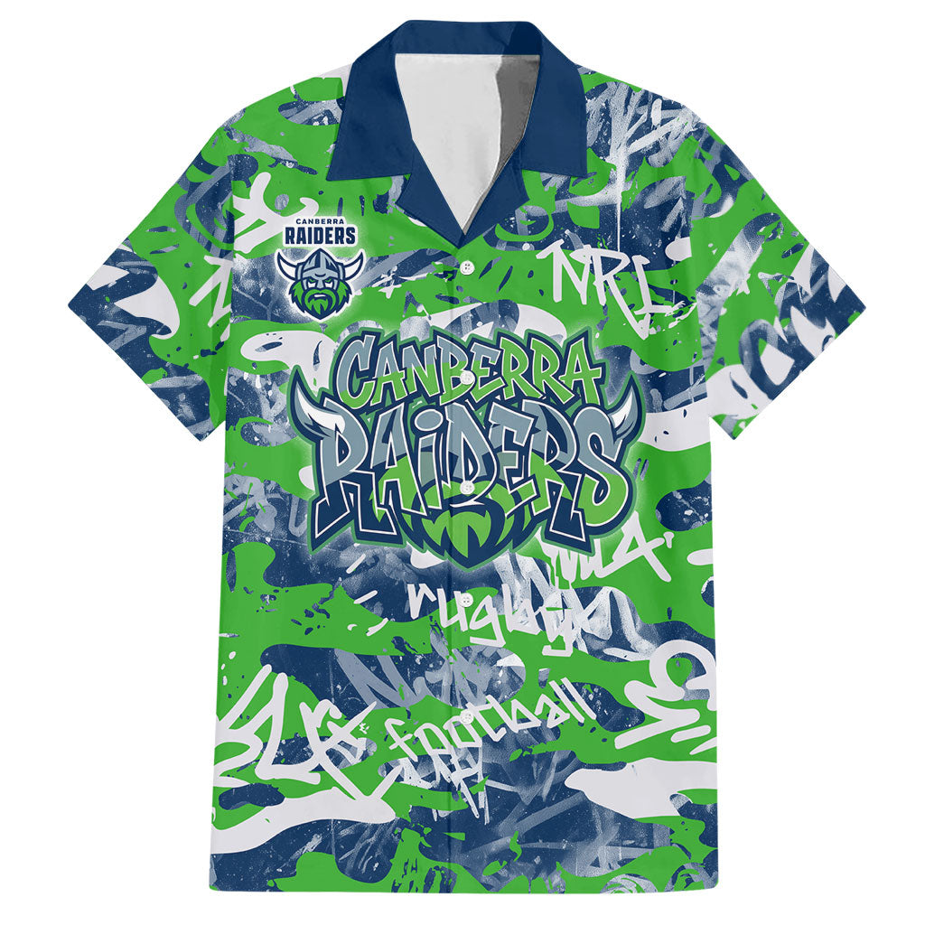 Canberra Raiders Rugby Hawaiian Shirt Graffiti Typography Urban Camo Abstract Street Style
