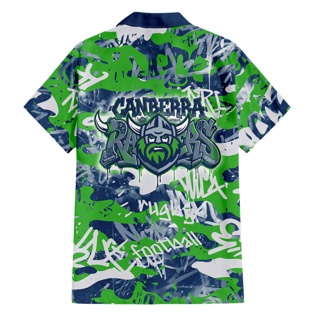 Canberra Raiders Rugby Hawaiian Shirt Graffiti Typography Urban Camo Abstract Street Style