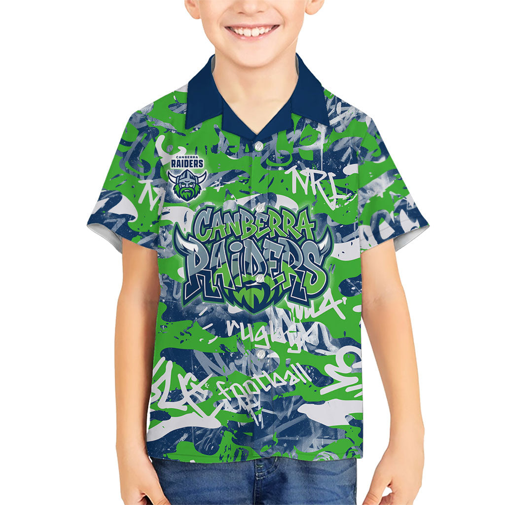 Canberra Raiders Rugby Hawaiian Shirt Graffiti Typography Urban Camo Abstract Street Style