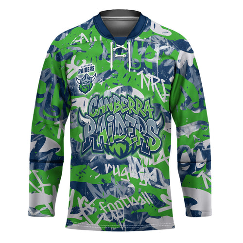Canberra Raiders Rugby Hockey Jersey Graffiti Typography Urban Camo Abstract Street Style