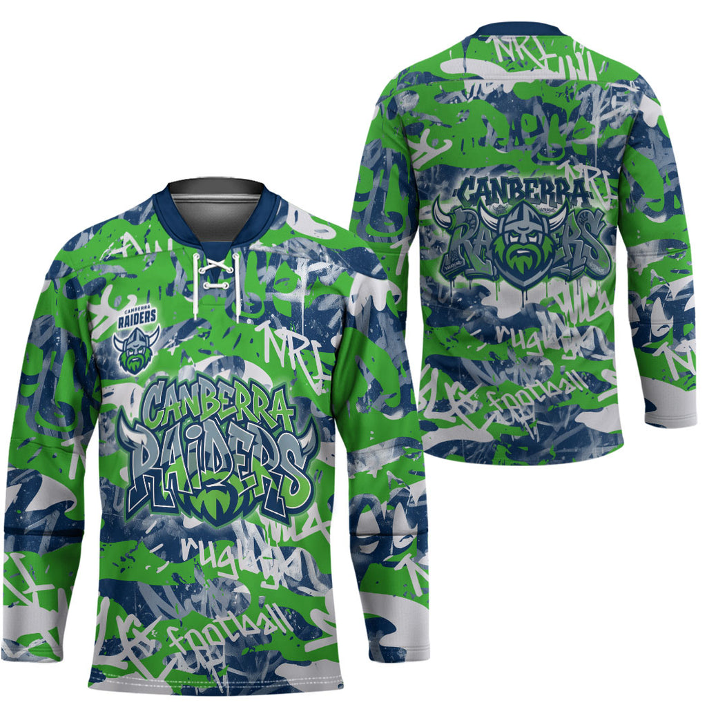 Canberra Raiders Rugby Hockey Jersey Graffiti Typography Urban Camo Abstract Street Style