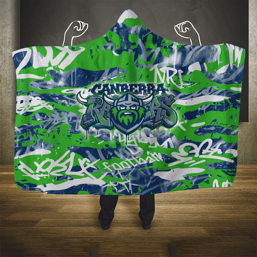 Canberra Raiders Rugby Hooded Blanket Graffiti Typography Urban Camo Abstract Street Style