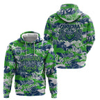 Canberra Raiders Rugby Hoodie Graffiti Typography Urban Camo Abstract Street Style