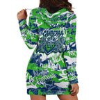 Canberra Raiders Rugby Hoodie Dress Graffiti Typography Urban Camo Abstract Street Style