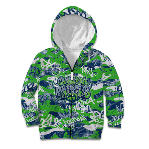 Canberra Raiders Rugby Kid Hoodie Graffiti Typography Urban Camo Abstract Street Style