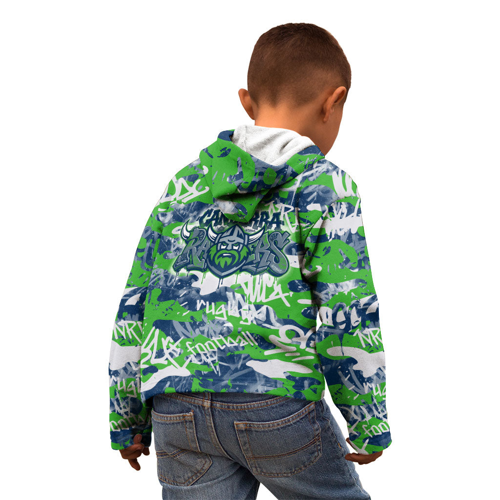 Canberra Raiders Rugby Kid Hoodie Graffiti Typography Urban Camo Abstract Street Style