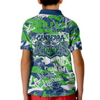 Canberra Raiders Rugby Kid Polo Shirt Graffiti Typography Urban Camo Abstract Street Style