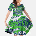 Canberra Raiders Rugby Kid Short Sleeve Dress Graffiti Typography Urban Camo Abstract Street Style