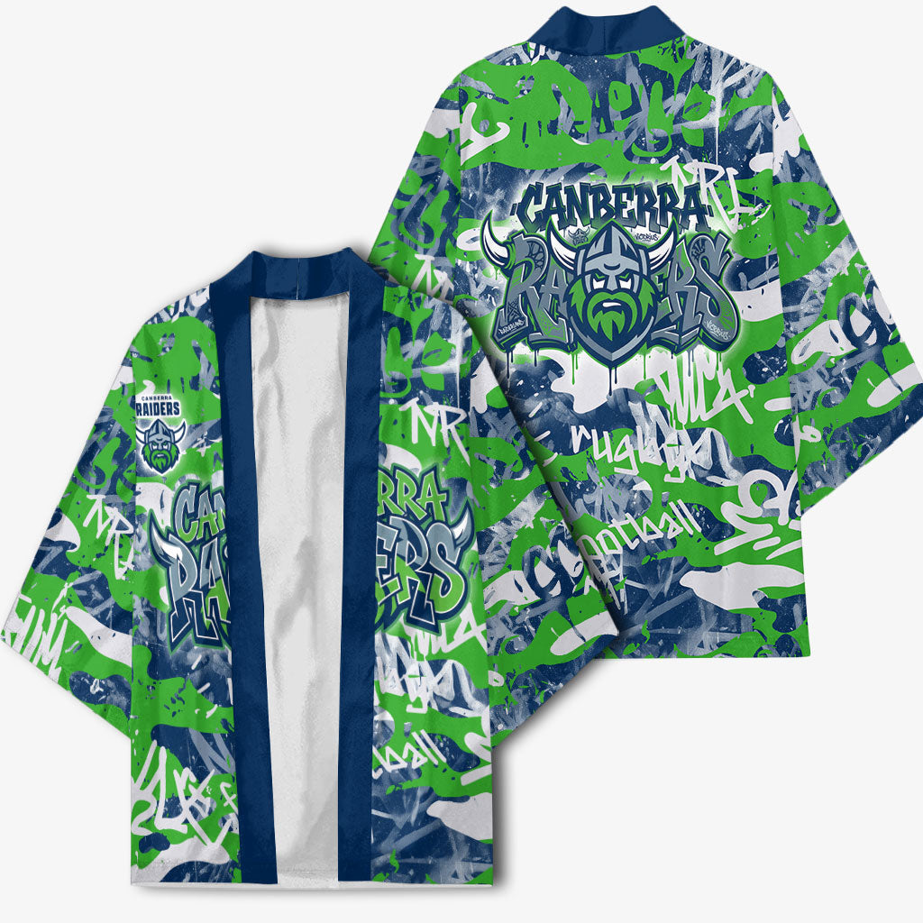 Canberra Raiders Rugby Kimono Graffiti Typography Urban Camo Abstract Street Style