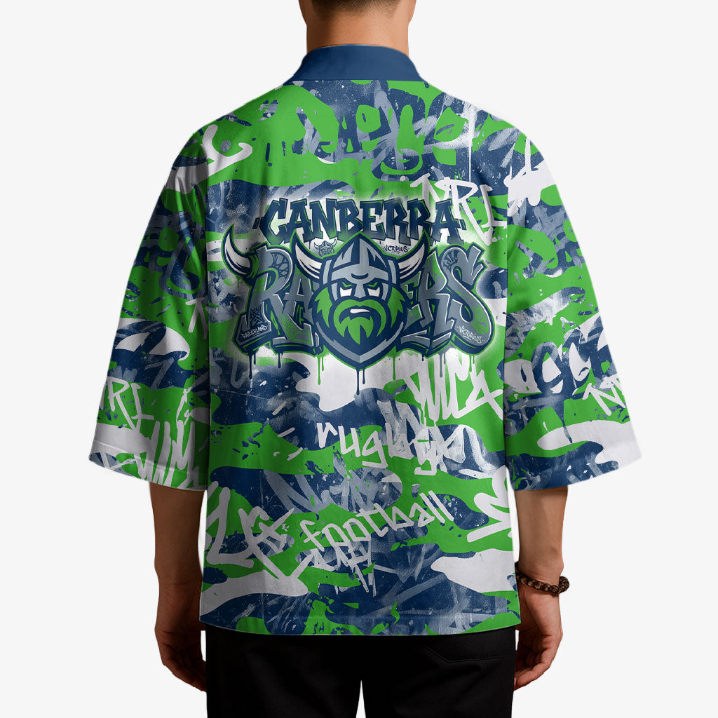 Canberra Raiders Rugby Kimono Graffiti Typography Urban Camo Abstract Street Style