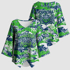 Canberra Raiders Rugby Kimono Sleeve Blouse Graffiti Typography Urban Camo Abstract Street Style