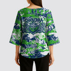 Canberra Raiders Rugby Kimono Sleeve Blouse Graffiti Typography Urban Camo Abstract Street Style