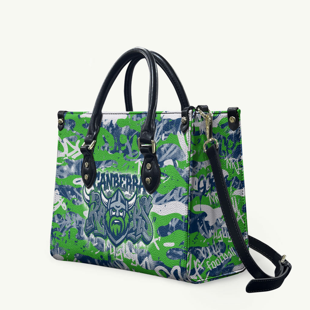 Canberra Raiders Rugby Leather Bag Graffiti Typography Urban Camo Abstract Street Style