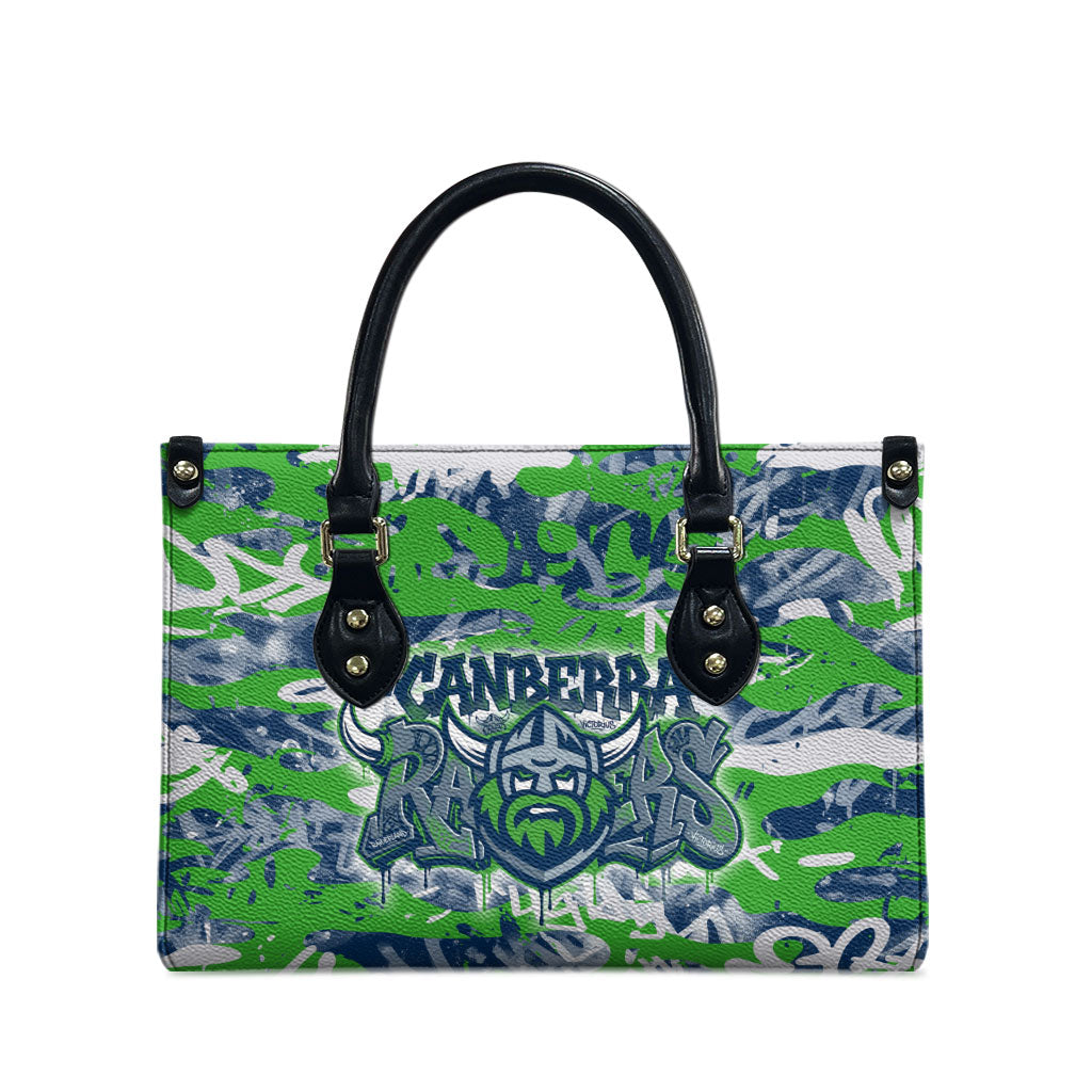 Canberra Raiders Rugby Leather Bag Graffiti Typography Urban Camo Abstract Street Style