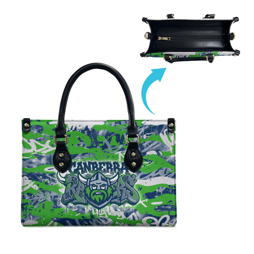 Canberra Raiders Rugby Leather Bag Graffiti Typography Urban Camo Abstract Street Style