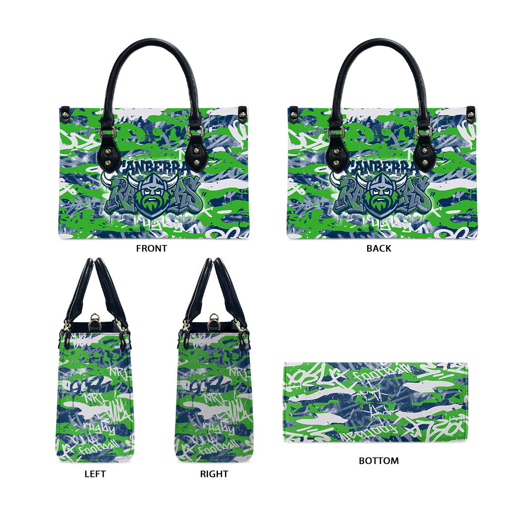Canberra Raiders Rugby Leather Bag Graffiti Typography Urban Camo Abstract Street Style