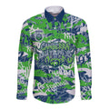 Canberra Raiders Rugby Long Sleeve Button Shirt Graffiti Typography Urban Camo Abstract Street Style