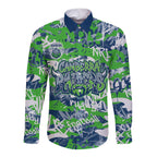 Canberra Raiders Rugby Long Sleeve Button Shirt Graffiti Typography Urban Camo Abstract Street Style