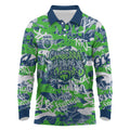 Canberra Raiders Rugby Long Sleeve Polo Shirt Graffiti Typography Urban Camo Abstract Street Style