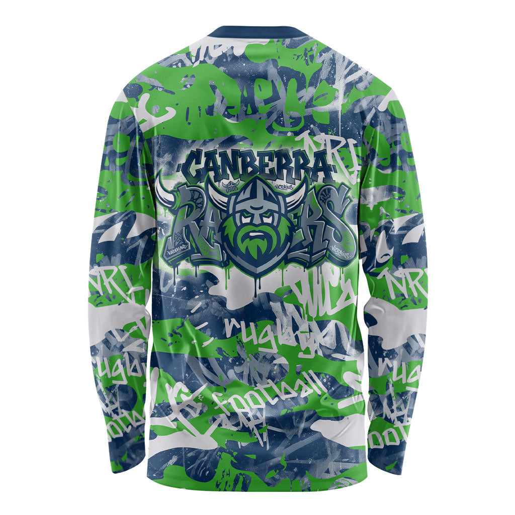 Canberra Raiders Rugby Long Sleeve Shirt Graffiti Typography Urban Camo Abstract Street Style