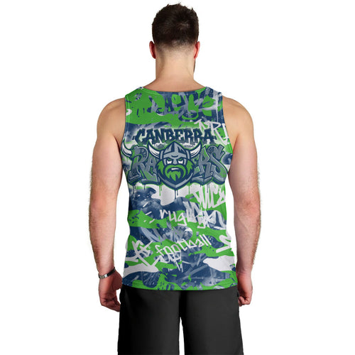 Canberra Raiders Rugby Men Tank Top Graffiti Typography Urban Camo Abstract Street Style