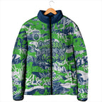 Canberra Raiders Rugby Padded Jacket Graffiti Typography Urban Camo Abstract Street Style