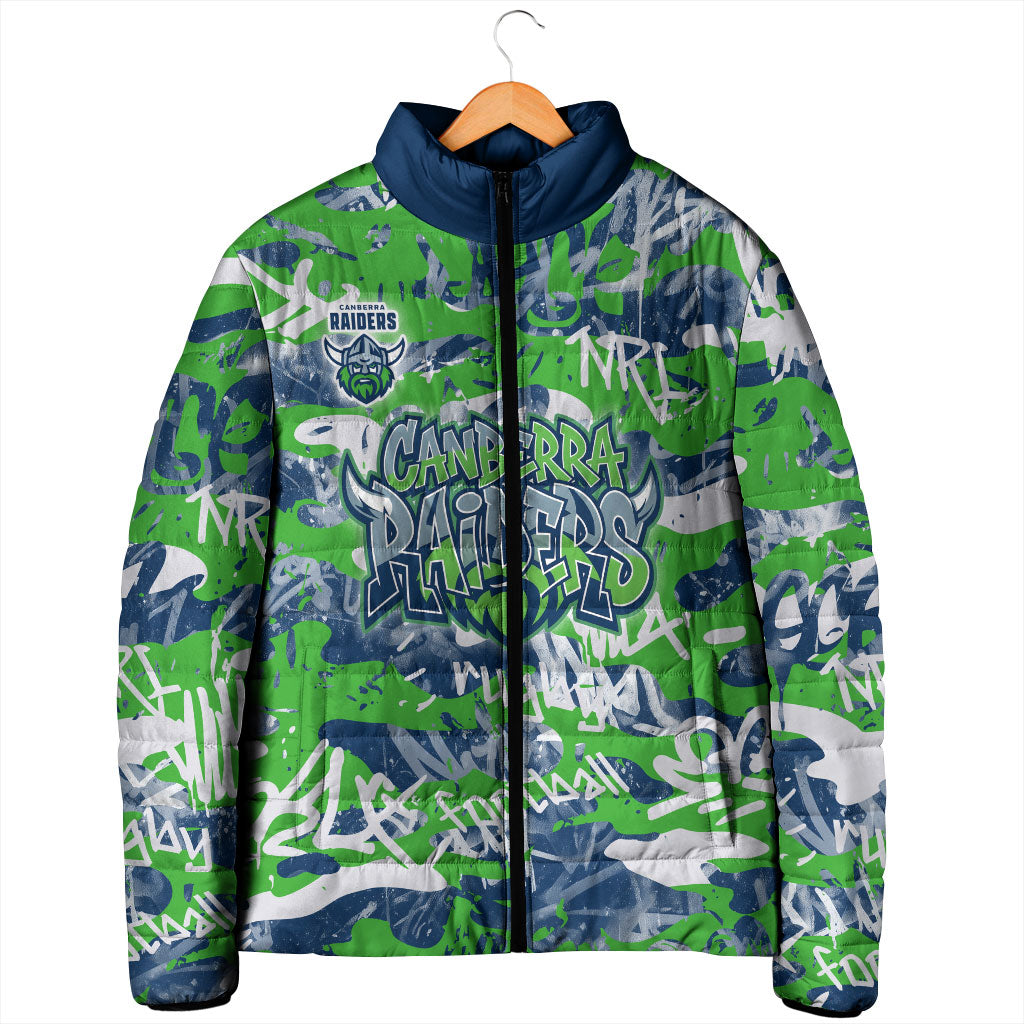 Canberra Raiders Rugby Padded Jacket Graffiti Typography Urban Camo Abstract Street Style