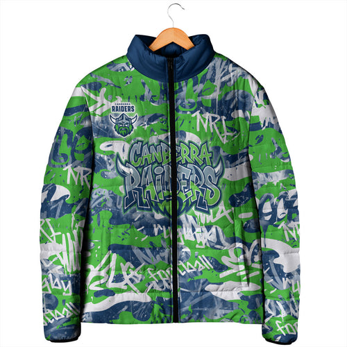 Canberra Raiders Rugby Padded Jacket Graffiti Typography Urban Camo Abstract Street Style
