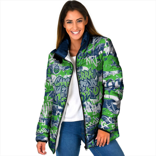 Canberra Raiders Rugby Padded Jacket Graffiti Typography Urban Camo Abstract Street Style