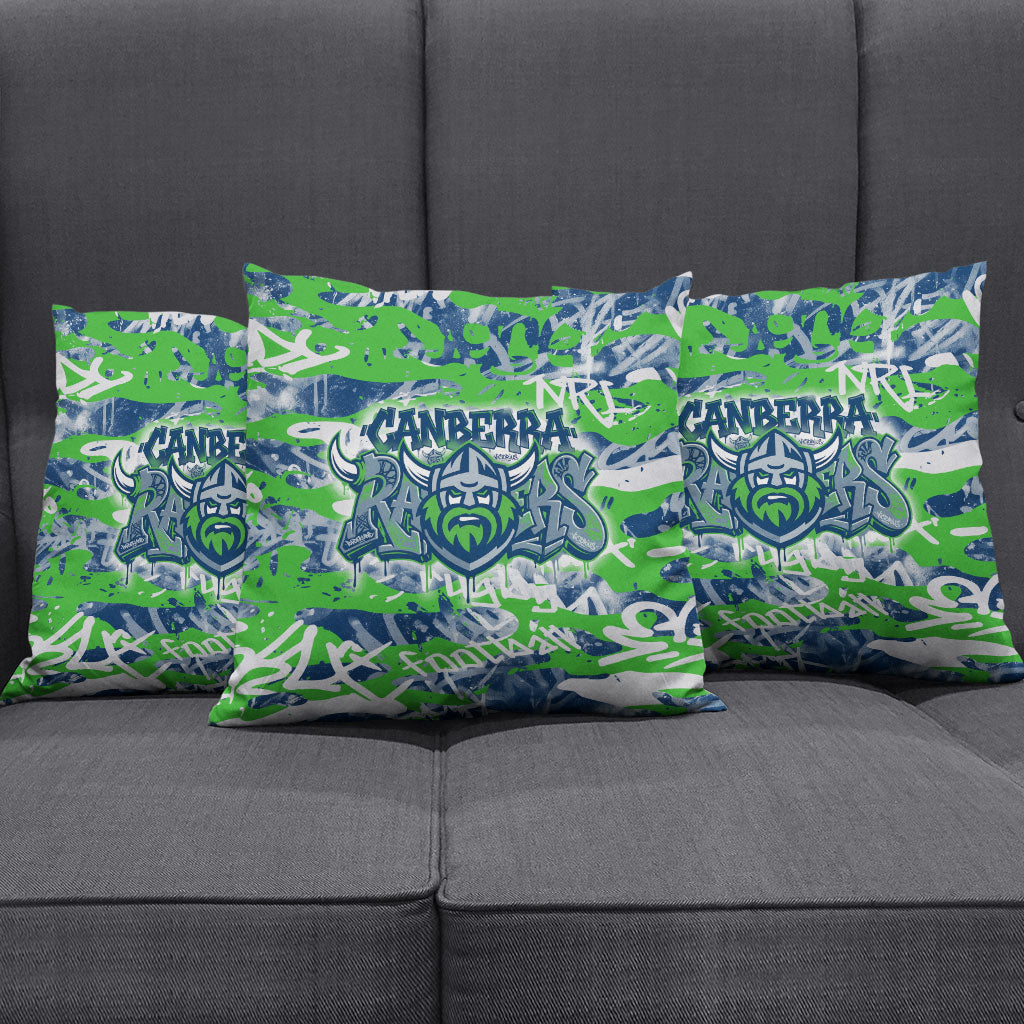 Canberra Raiders Rugby Pillow Cover Graffiti Typography Urban Camo Abstract Street Style