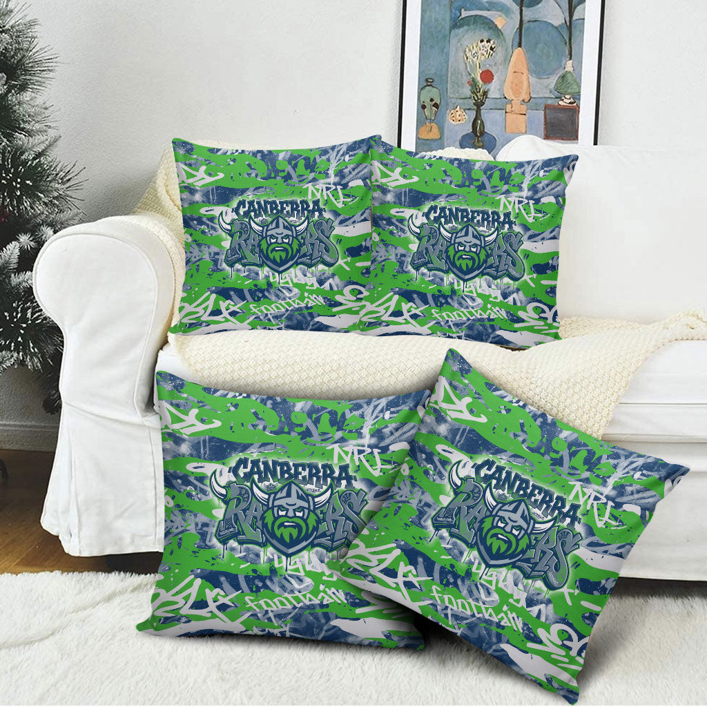 Canberra Raiders Rugby Pillow Cover Graffiti Typography Urban Camo Abstract Street Style