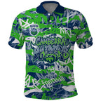 Canberra Raiders Rugby Polo Shirt Graffiti Typography Urban Camo Abstract Street Style