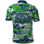 Canberra Raiders Rugby Polo Shirt Graffiti Typography Urban Camo Abstract Street Style