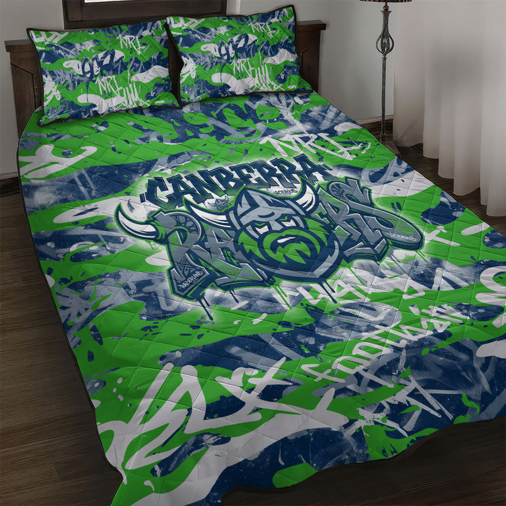 Canberra Raiders Rugby Quilt Bed Set Graffiti Typography Urban Camo Abstract Street Style