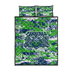 Canberra Raiders Rugby Quilt Bed Set Graffiti Typography Urban Camo Abstract Street Style