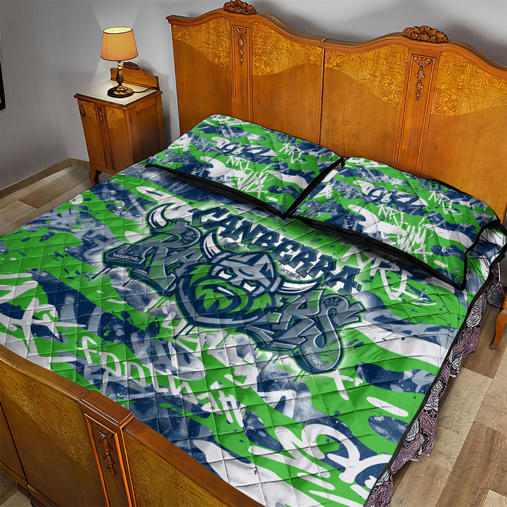 Canberra Raiders Rugby Quilt Bed Set Graffiti Typography Urban Camo Abstract Street Style