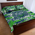 Canberra Raiders Rugby Quilt Bed Set Graffiti Typography Urban Camo Abstract Street Style