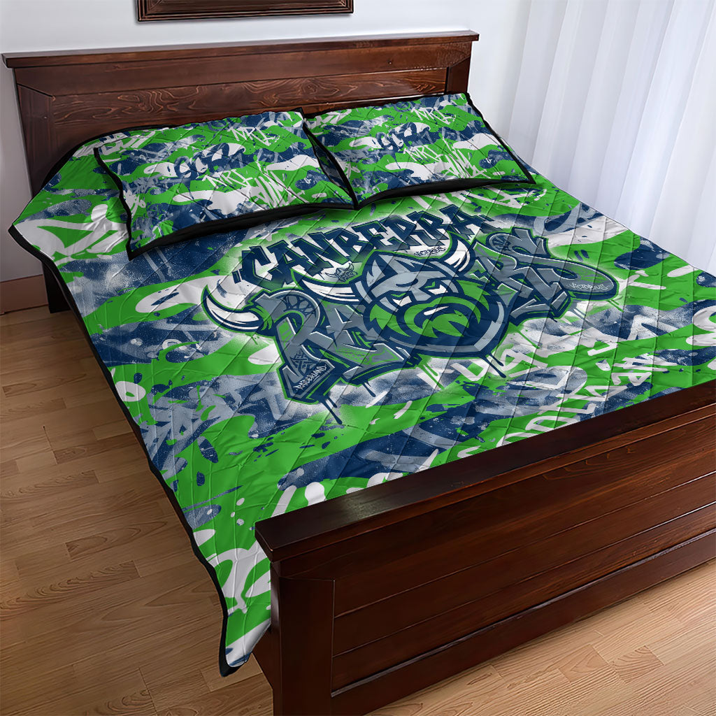 Canberra Raiders Rugby Quilt Bed Set Graffiti Typography Urban Camo Abstract Street Style