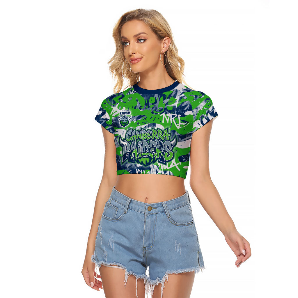 Canberra Raiders Rugby Raglan Cropped T Shirt Graffiti Typography Urban Camo Abstract Street Style