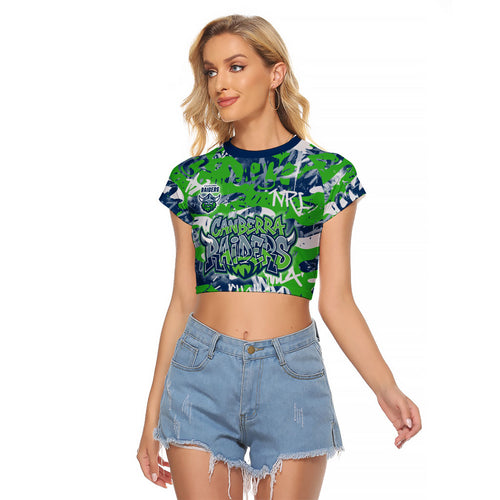 Canberra Raiders Rugby Raglan Cropped T Shirt Graffiti Typography Urban Camo Abstract Street Style