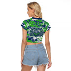 Canberra Raiders Rugby Raglan Cropped T Shirt Graffiti Typography Urban Camo Abstract Street Style