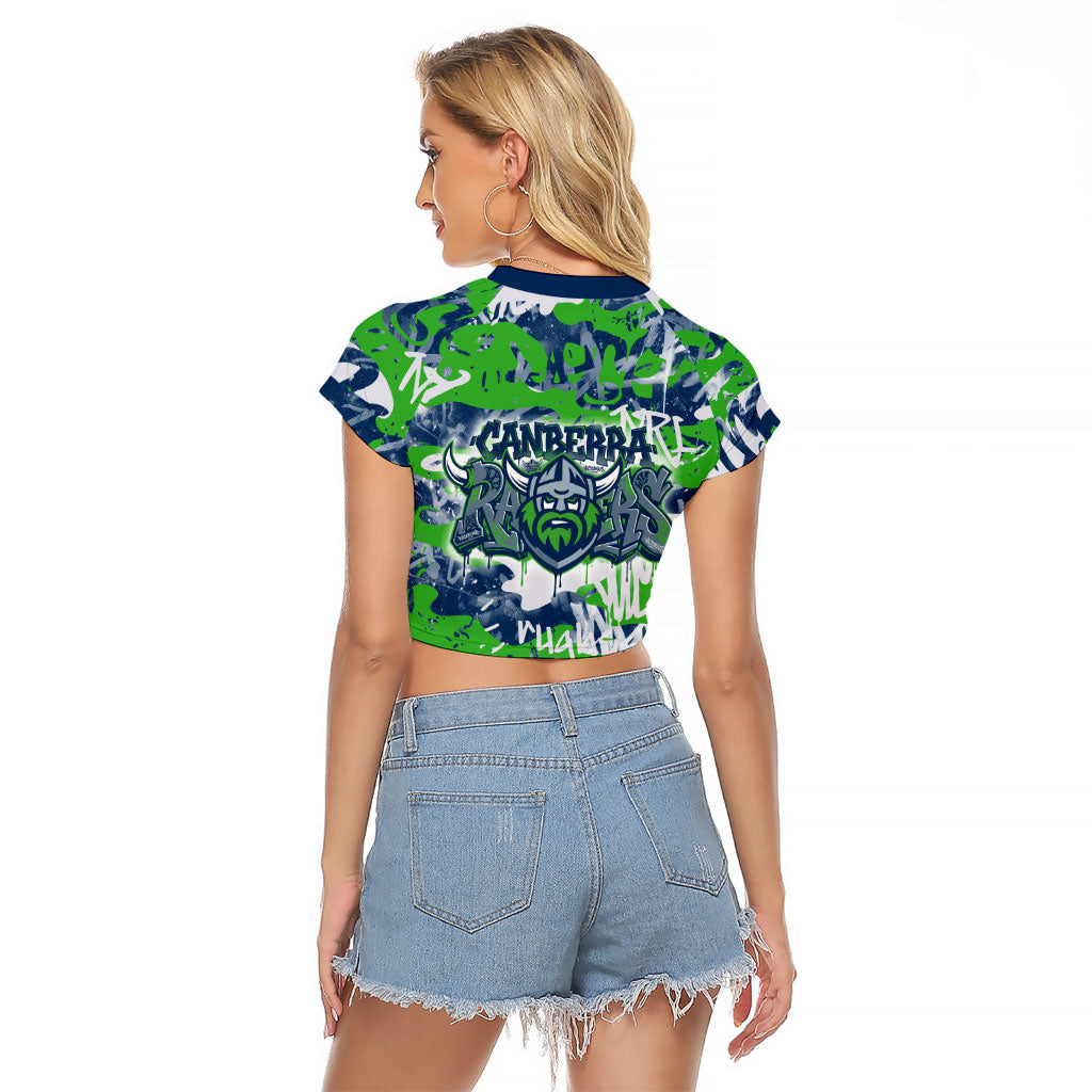 Canberra Raiders Rugby Raglan Cropped T Shirt Graffiti Typography Urban Camo Abstract Street Style