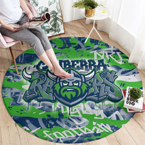 Canberra Raiders Rugby Round Carpet Graffiti Typography Urban Camo Abstract Street Style