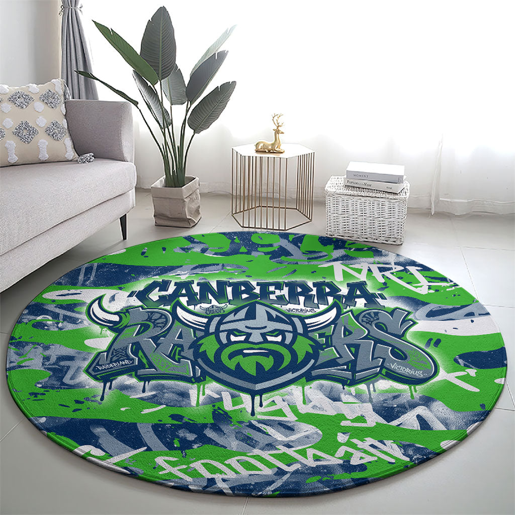 Canberra Raiders Rugby Round Carpet Graffiti Typography Urban Camo Abstract Street Style