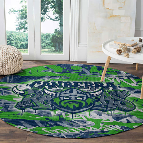 Canberra Raiders Rugby Round Carpet Graffiti Typography Urban Camo Abstract Street Style